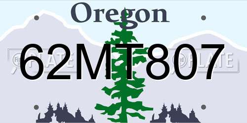 62MT807 Oregon License Plate