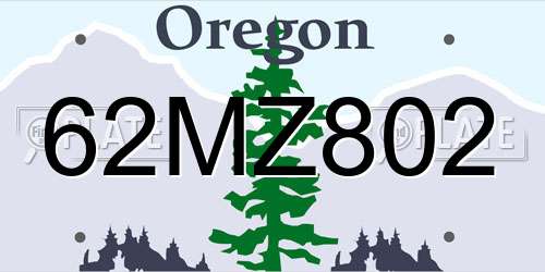 62MZ802 Oregon License Plate