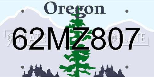 62MZ807 Oregon License Plate