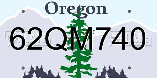 62QM740 Oregon License Plate