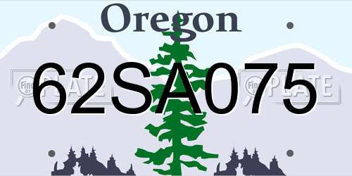 62SA075 Oregon License Plate