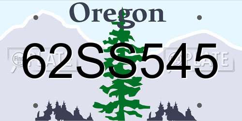 62SS545 Oregon License Plate