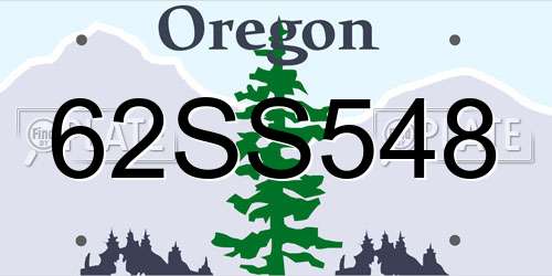 62SS548 Oregon License Plate