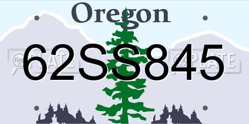 62SS845 Oregon License Plate
