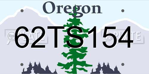 62TS154 Oregon License Plate