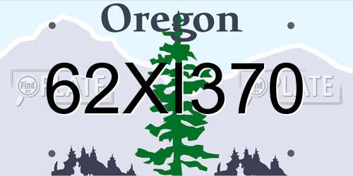 62XI370 Oregon License Plate