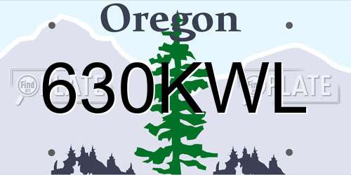 630KWL Oregon License Plate