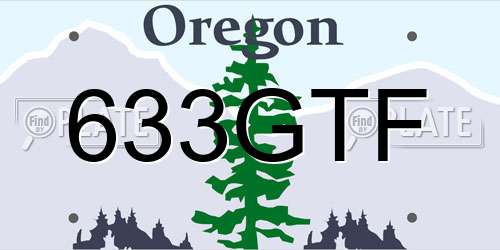633GTF Oregon License Plate