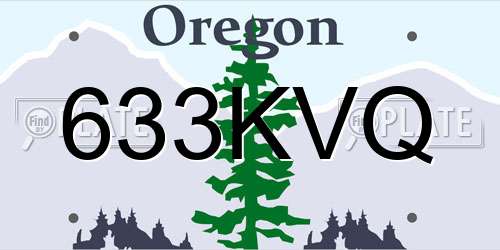 633KVQ Oregon License Plate