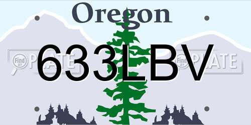 633LBV Oregon License Plate