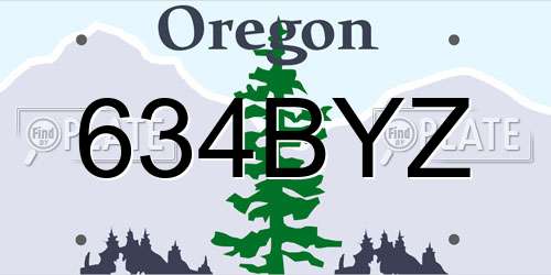 634BYZ Oregon License Plate