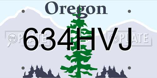 634HVJ Oregon License Plate