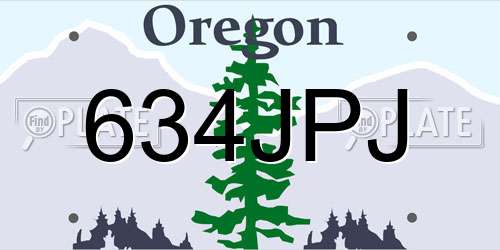 634JPJ Oregon License Plate