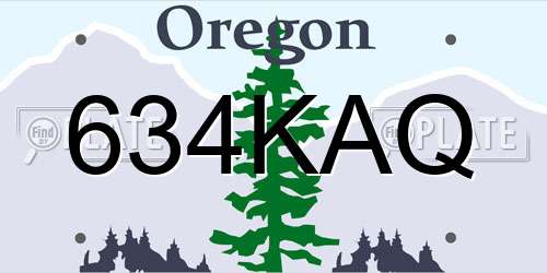 634KAQ Oregon License Plate