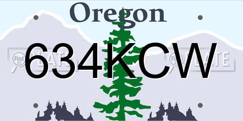 634KCW Oregon License Plate