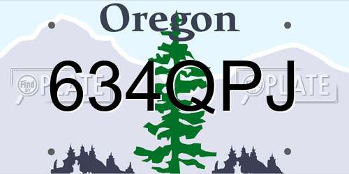 634QPJ Oregon License Plate