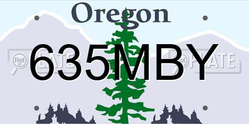635MBY Oregon License Plate