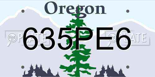 635PE6 Oregon License Plate
