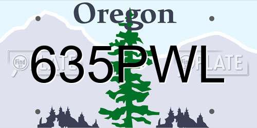 635PWL Oregon License Plate