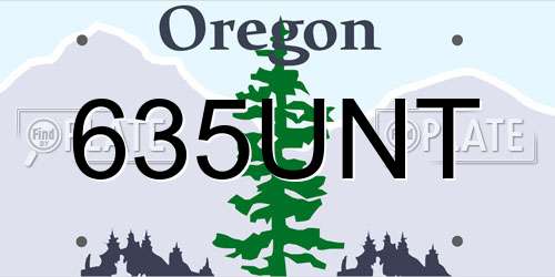 635UNT Oregon License Plate