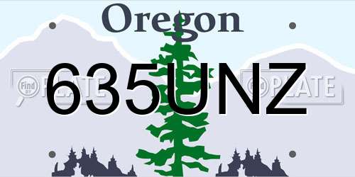 635UNZ Oregon License Plate