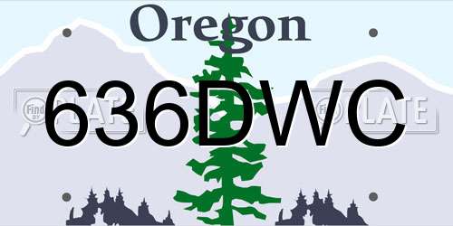 636DWC Oregon License Plate