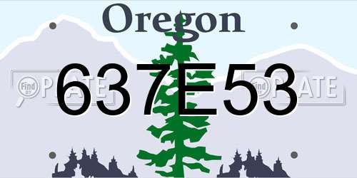 637E53 Oregon License Plate