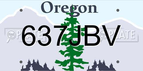 637JBV Oregon License Plate