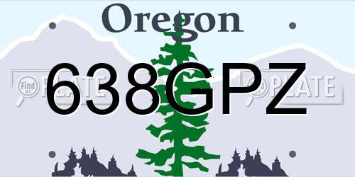 638GPZ Oregon License Plate