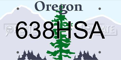 638HSA Oregon License Plate