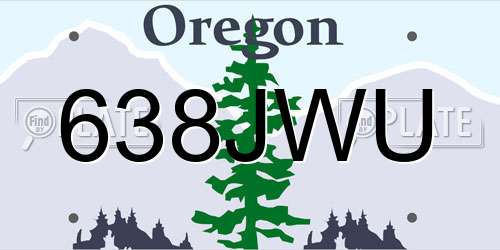 638JWU Oregon License Plate