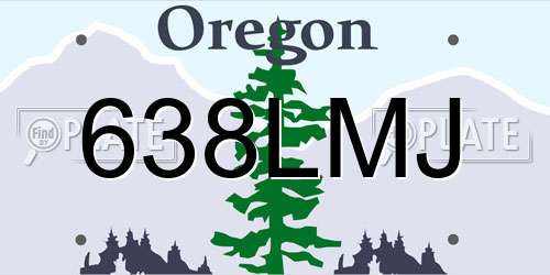 638LMJ Oregon License Plate