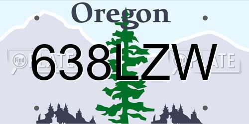 638LZW Oregon License Plate