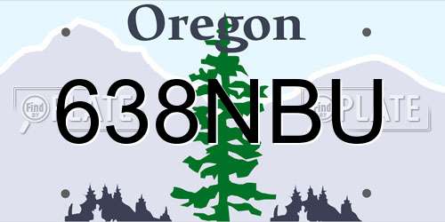 638NBU Oregon License Plate