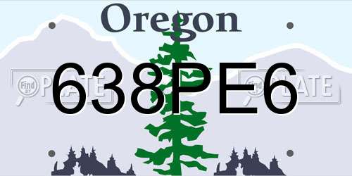 638PE6 Oregon License Plate