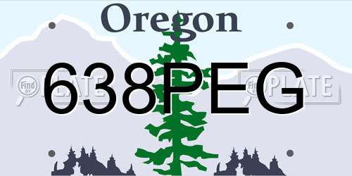 638PEG Oregon License Plate