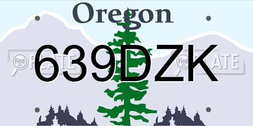 639DZK Oregon License Plate