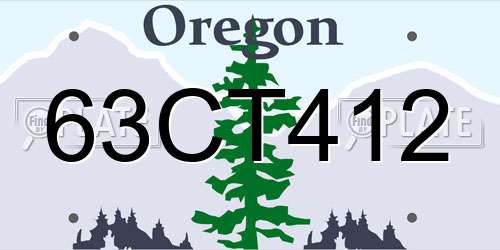 63CT412 Oregon License Plate