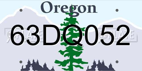 63DQ052 Oregon License Plate