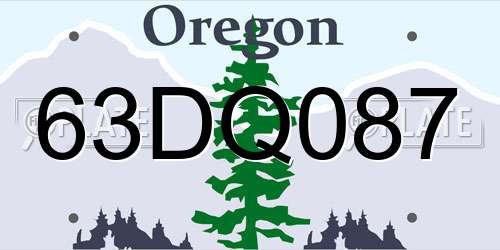63DQ087 Oregon License Plate