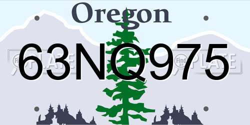 63NQ975 Oregon License Plate