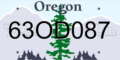 63OD087 Oregon License Plate