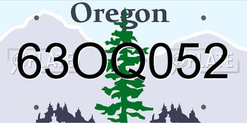 63OQ052 Oregon License Plate
