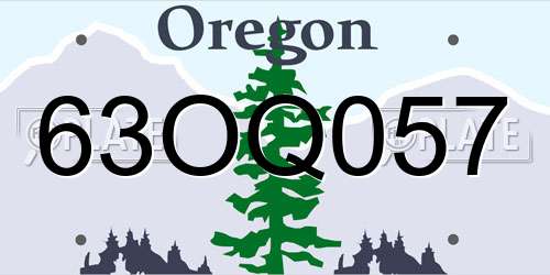 63OQ057 Oregon License Plate