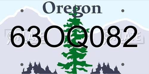 63OQ082 Oregon License Plate