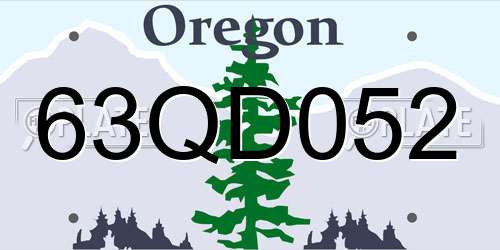 63QD052 Oregon License Plate