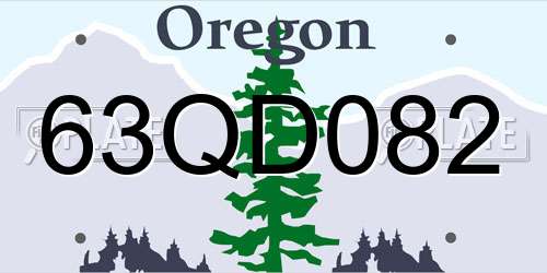 63QD082 Oregon License Plate