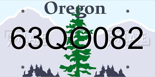 63QO082 Oregon License Plate