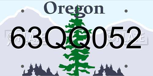 63QQ052 Oregon License Plate