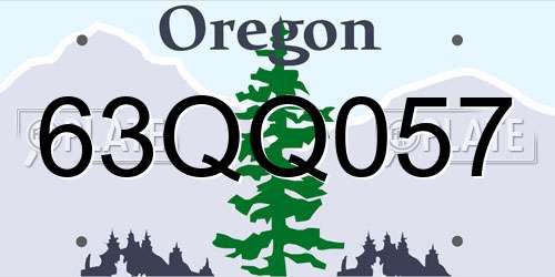 63QQ057 Oregon License Plate